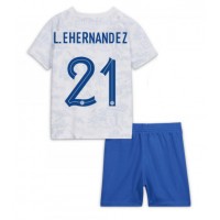 Echipament fotbal Franţa Lucas Hernandez #21 Tricou Deplasare Mondial 2022 pentru copii maneca scurta (+ Pantaloni scurti)